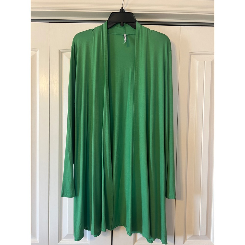 Azules Womens Green Open Front Longline Cardigan Duster 3XL AJK-3001X-RS